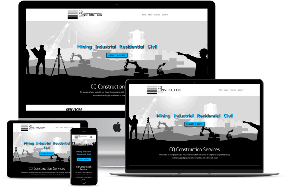 Mockup of the CQ Constructions website on multiple devices 