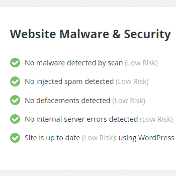 Partial screenshot of website security scanner