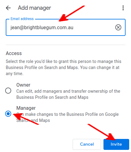 How to grant access to Google Business Profile - step 3