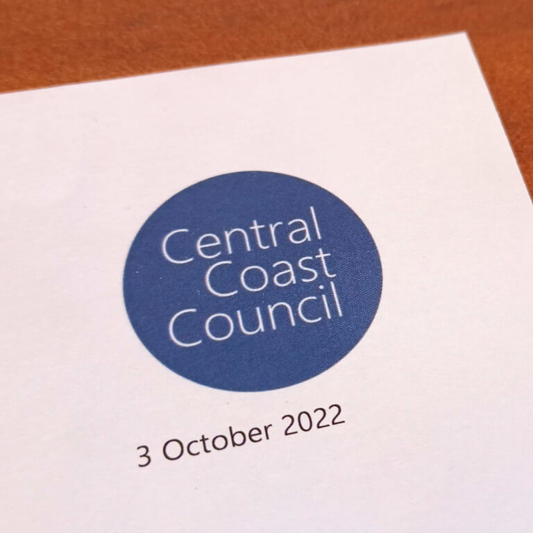 Central Coast Council logo on top of a letter